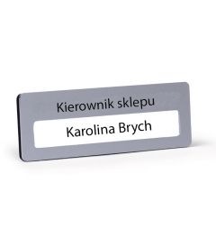 Identyfikator imienny 75x25mm | Logo: 75x10mm | Okno: 1 linia | Aluminium | Możliwość personalizacj