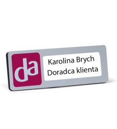 Identyfikator imienny 75x25mm | Logo: 25x25mm | Okno: 2 linie | Aluminium | Możliwość personalizacj